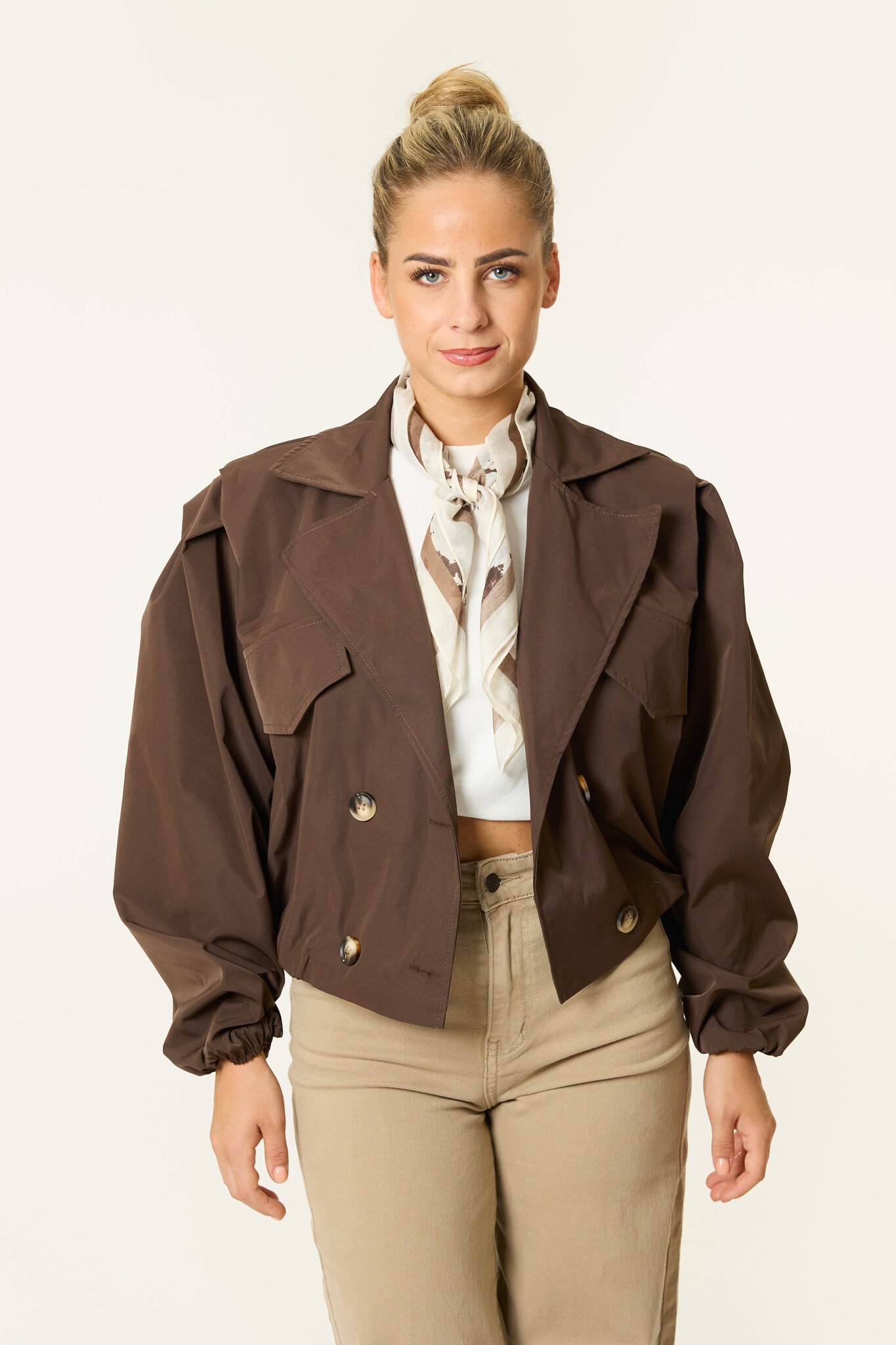 Lola korte trenchcoat | Bruin