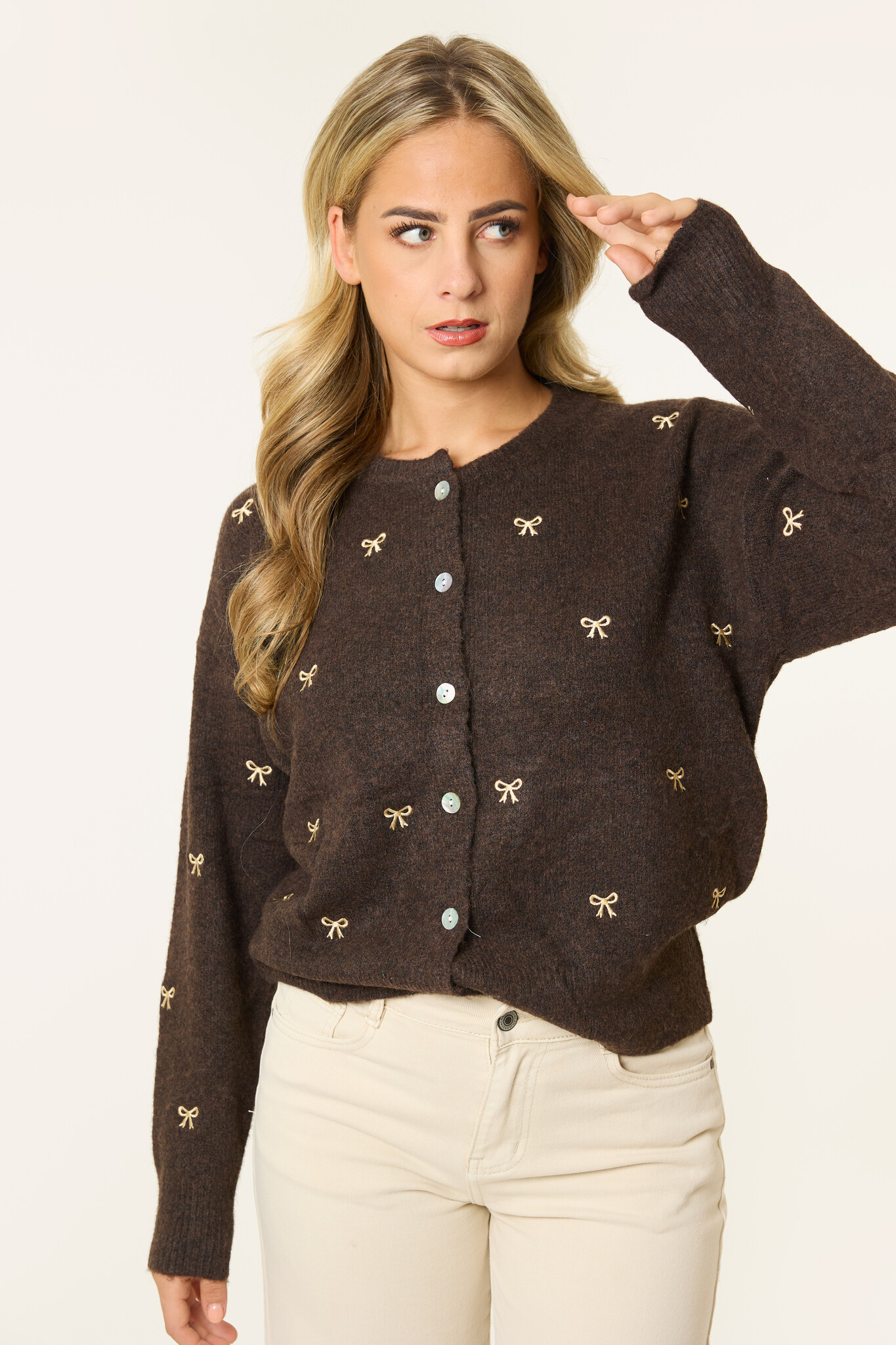 Maud vest met strikjes | Bruin