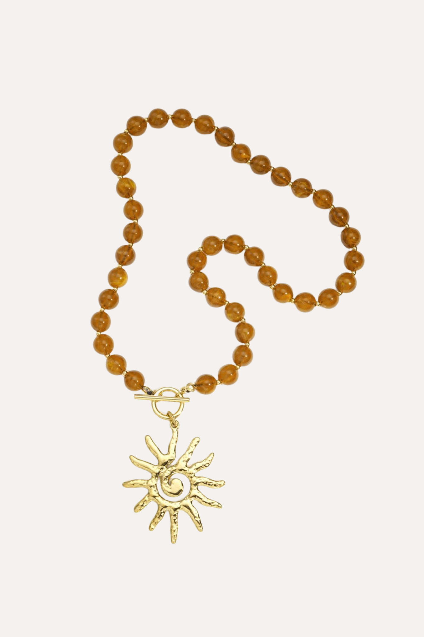 Gekleurde kralenketting met zon | Bruin