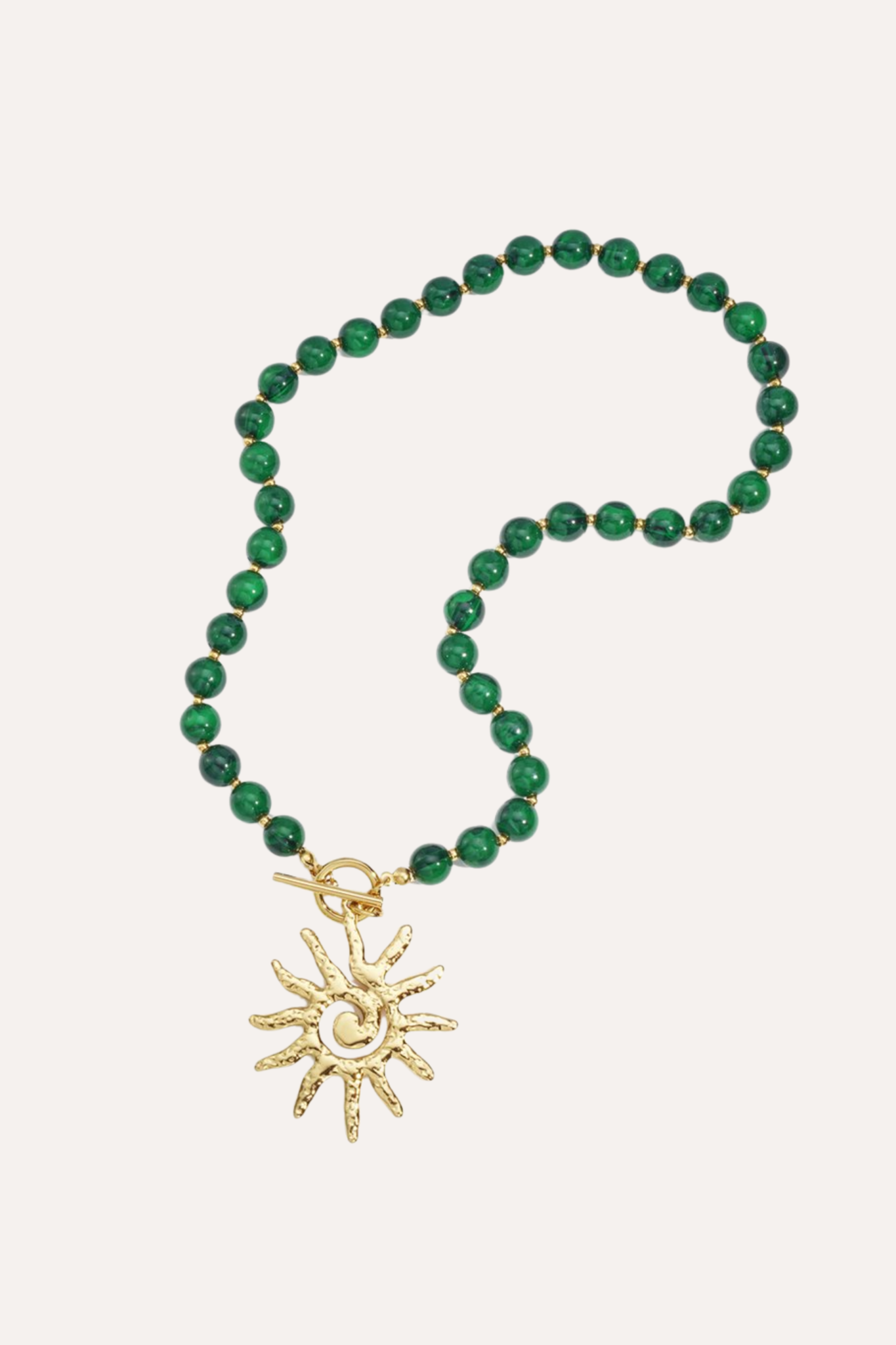 Gekleurde kralenketting met zon | Groen