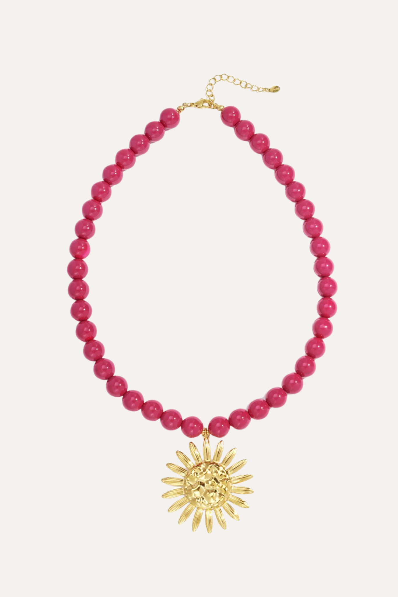 Gekleurde kralenketting met zon | Roze