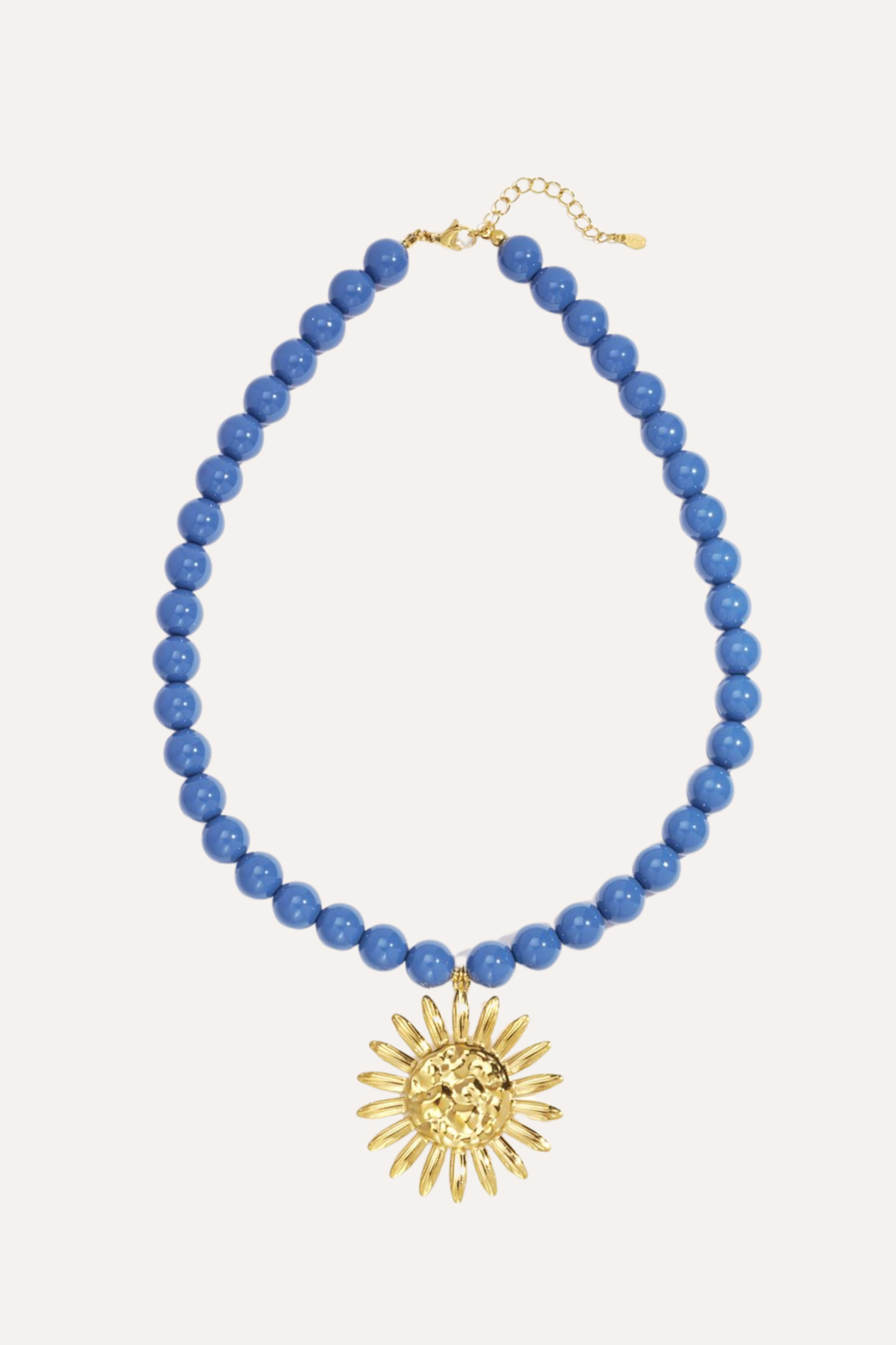 Gekleurde kralenketting met zon | Blauw