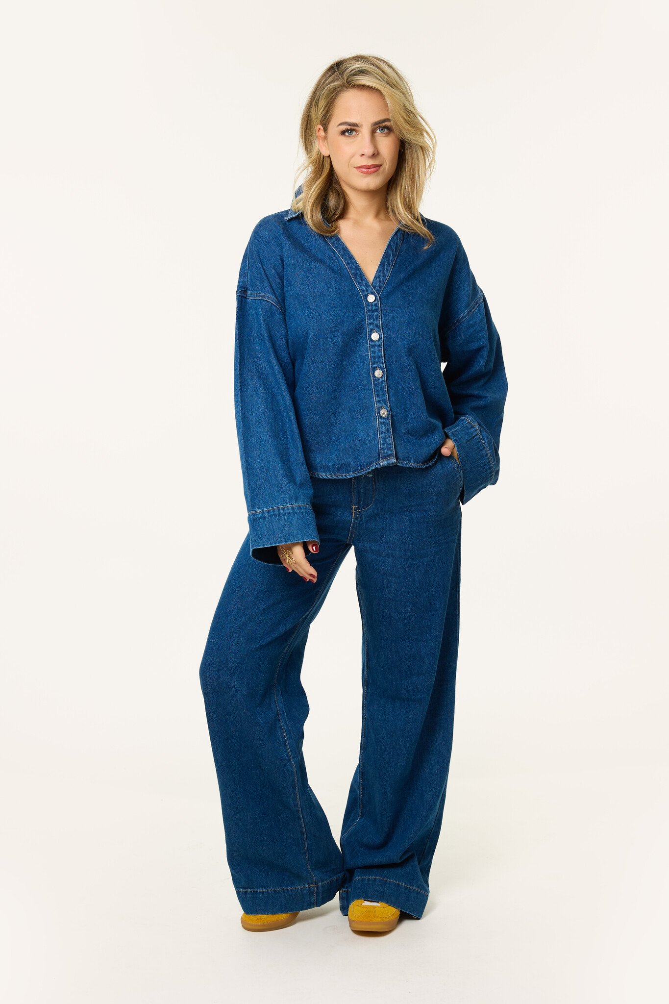 Kate denim wide leg jeans | Donkerblauw