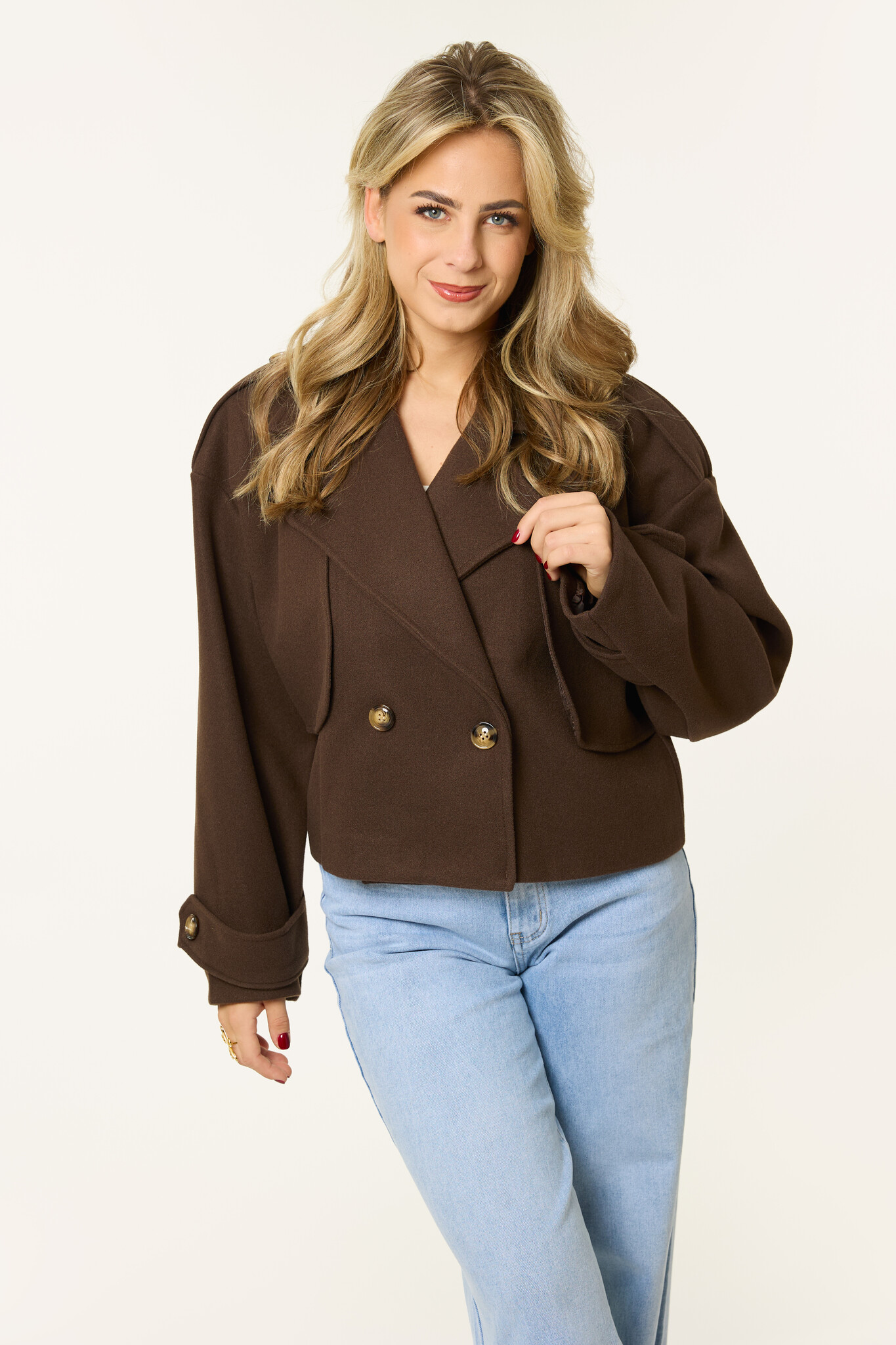 Sabrina korte trenchcoat | Bruin