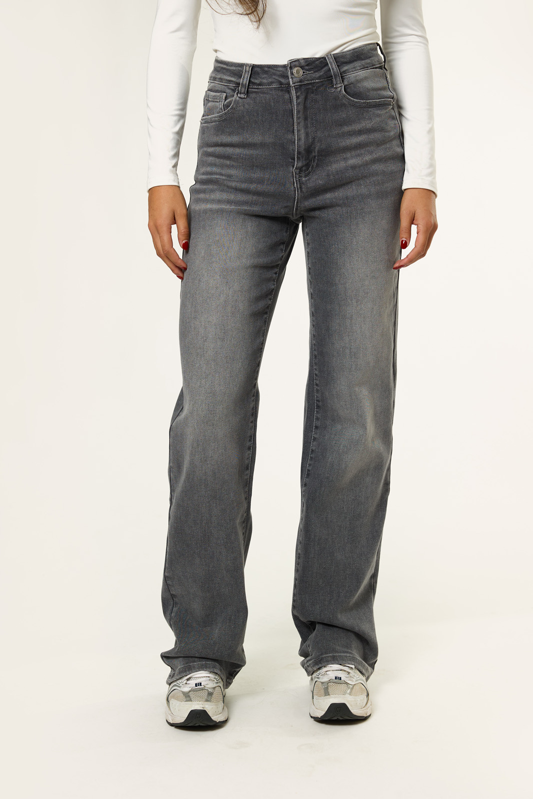 Extra lange straight jeans | Grijs
