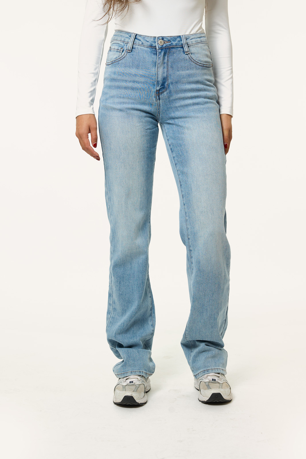 Extra lange straight jeans | Denim blauw
