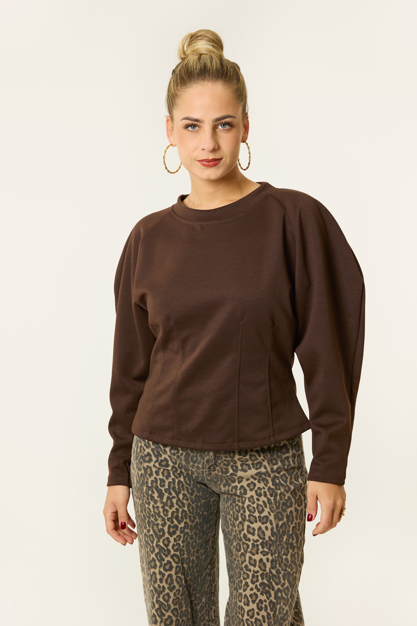 Marit balloon fit trui | Bruin