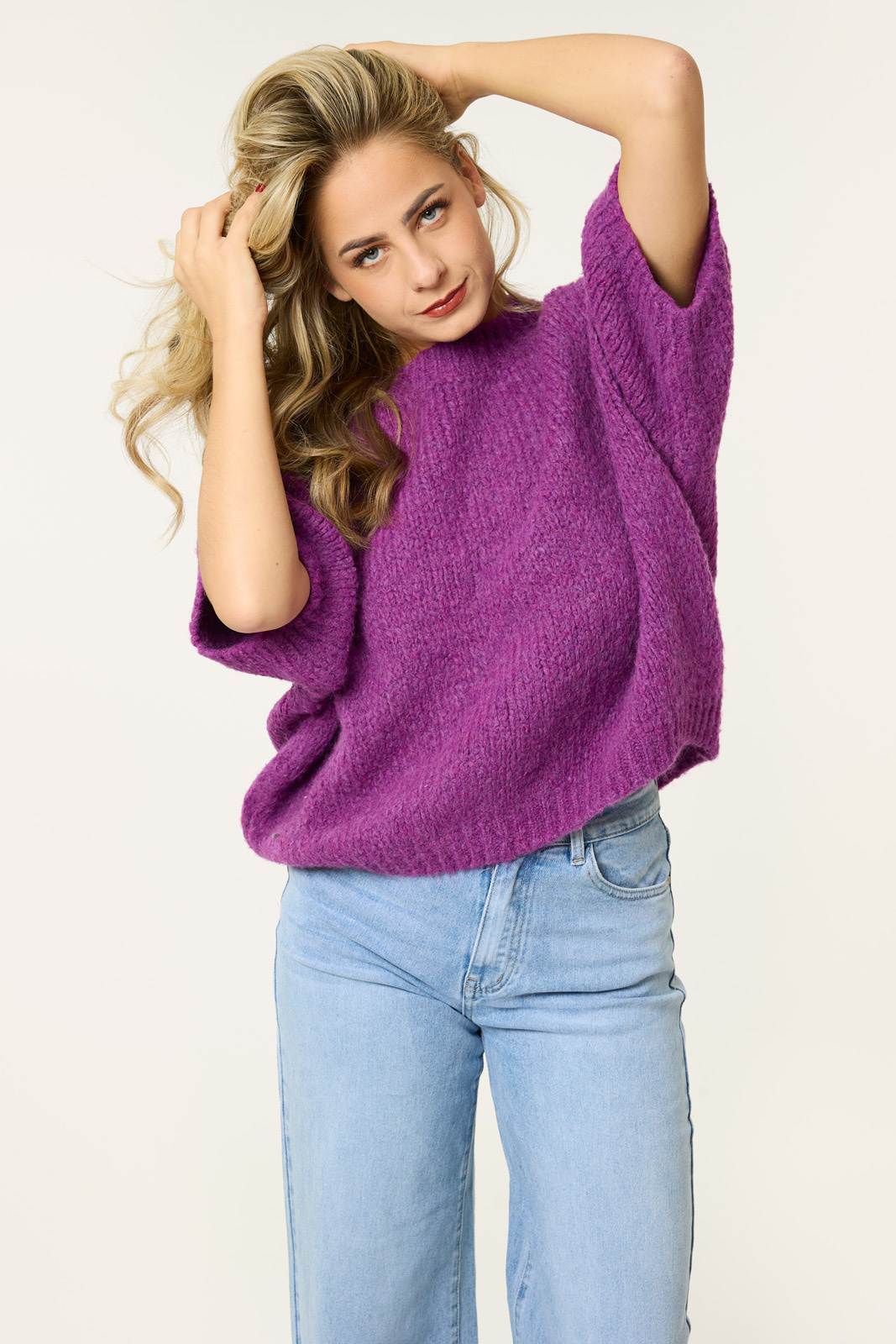 Celine trui met korte mouw | Paars