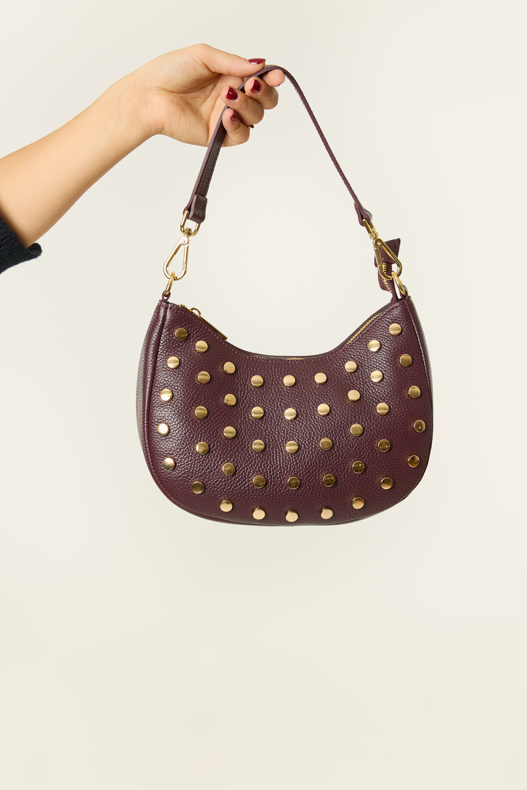 Lena tas met studs | Cherry red