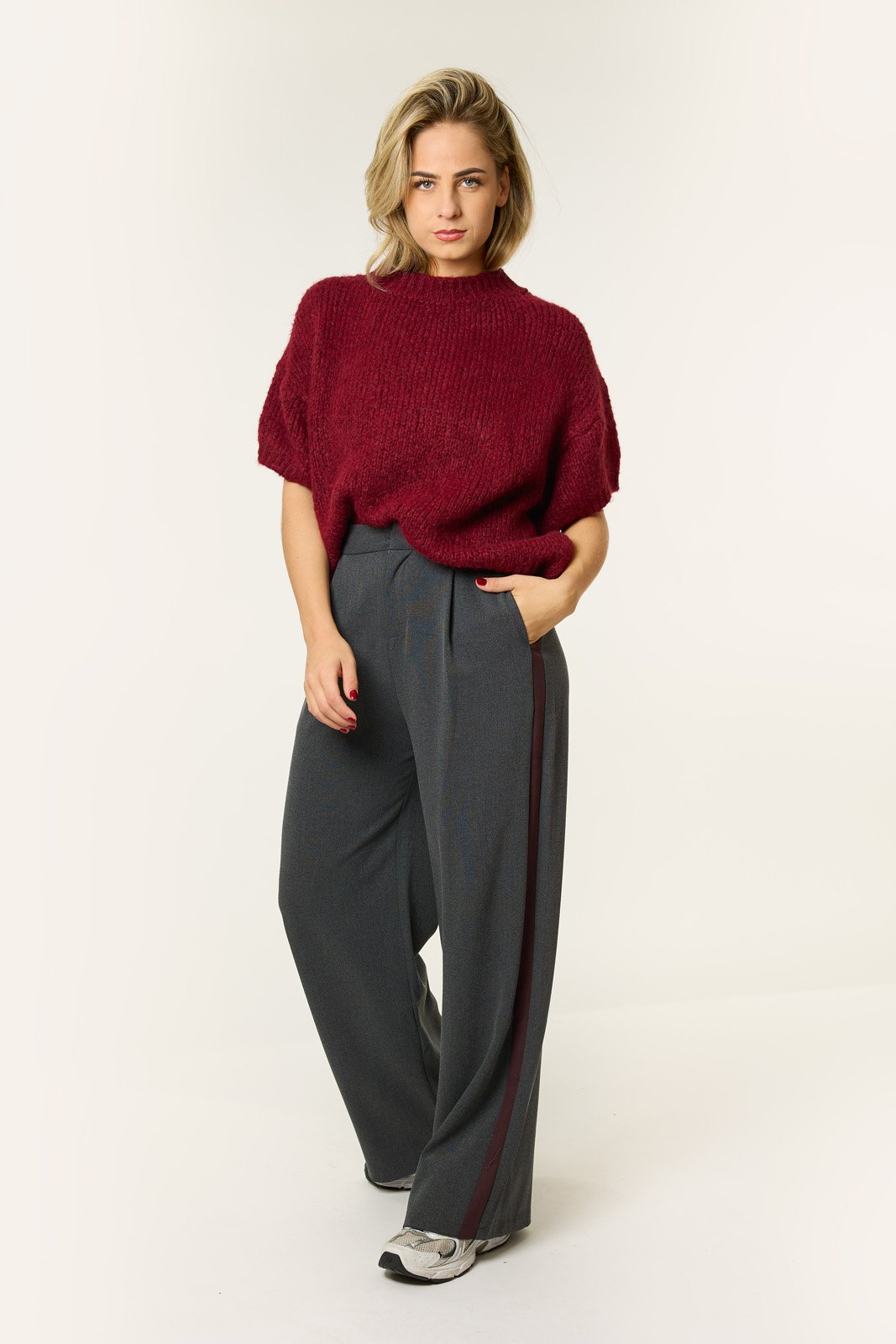 Evi pantalon met streep | Grijs