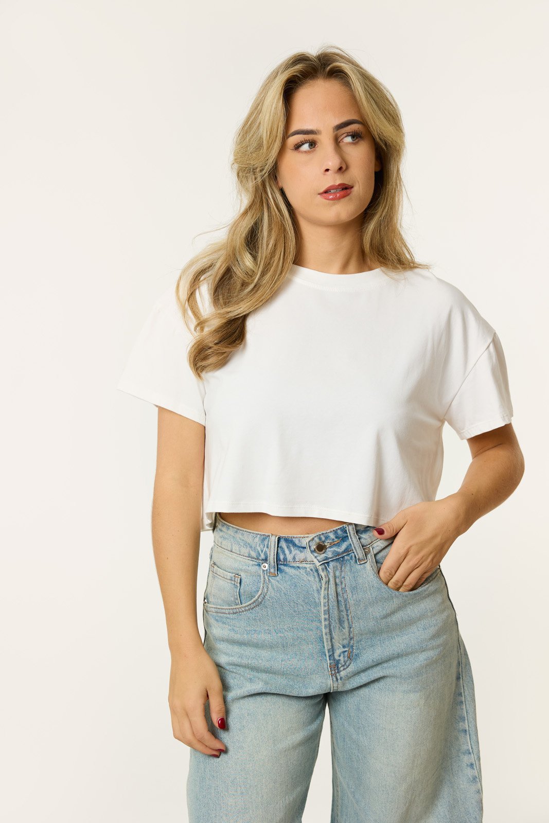 Lynn basic cropped shirt | Wit
