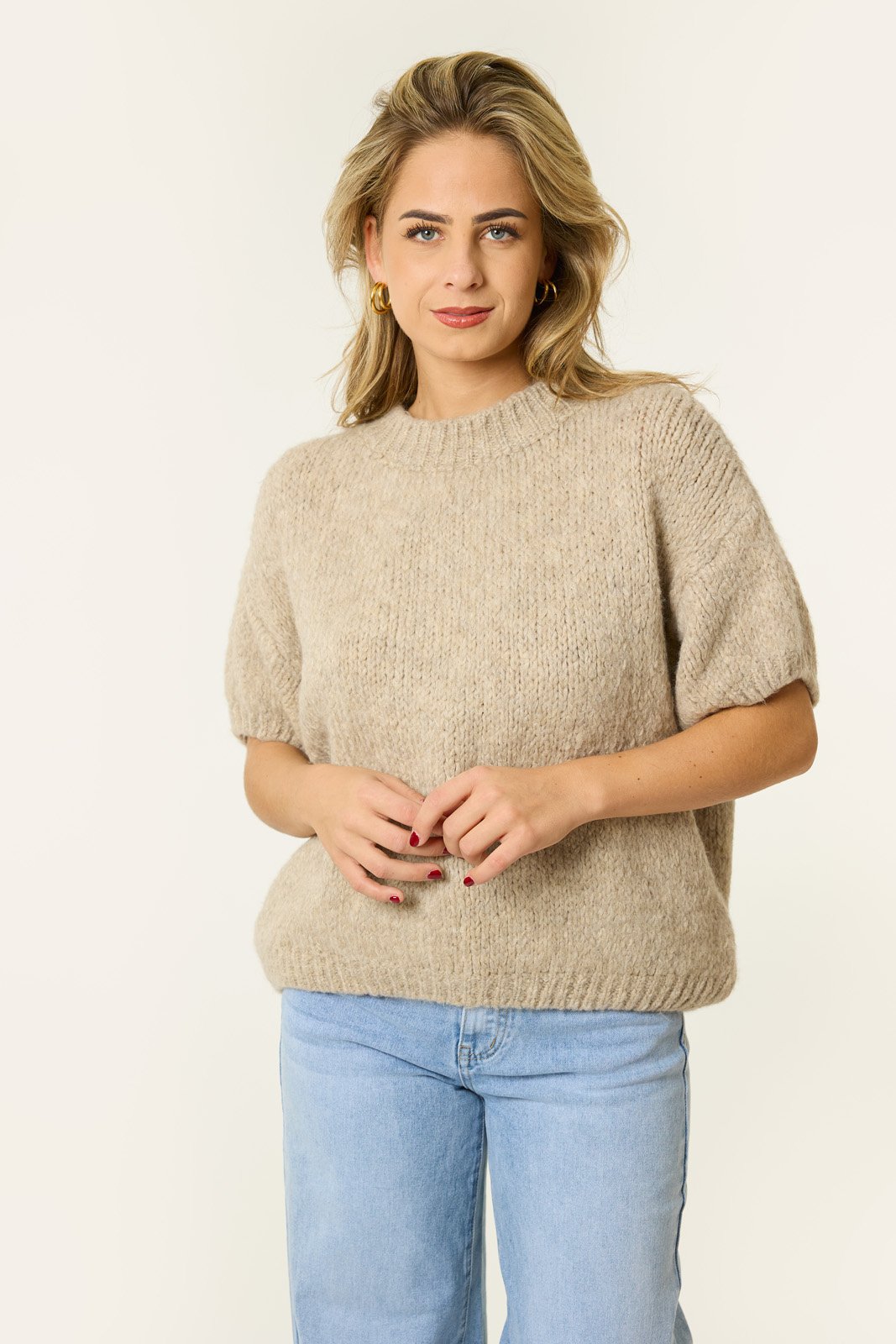 Celine trui met korte mouw | Taupe