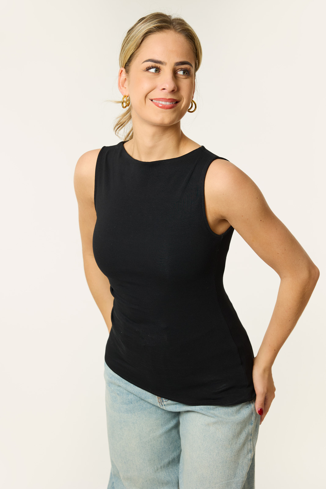 Merel asymmetrische top | Zwart