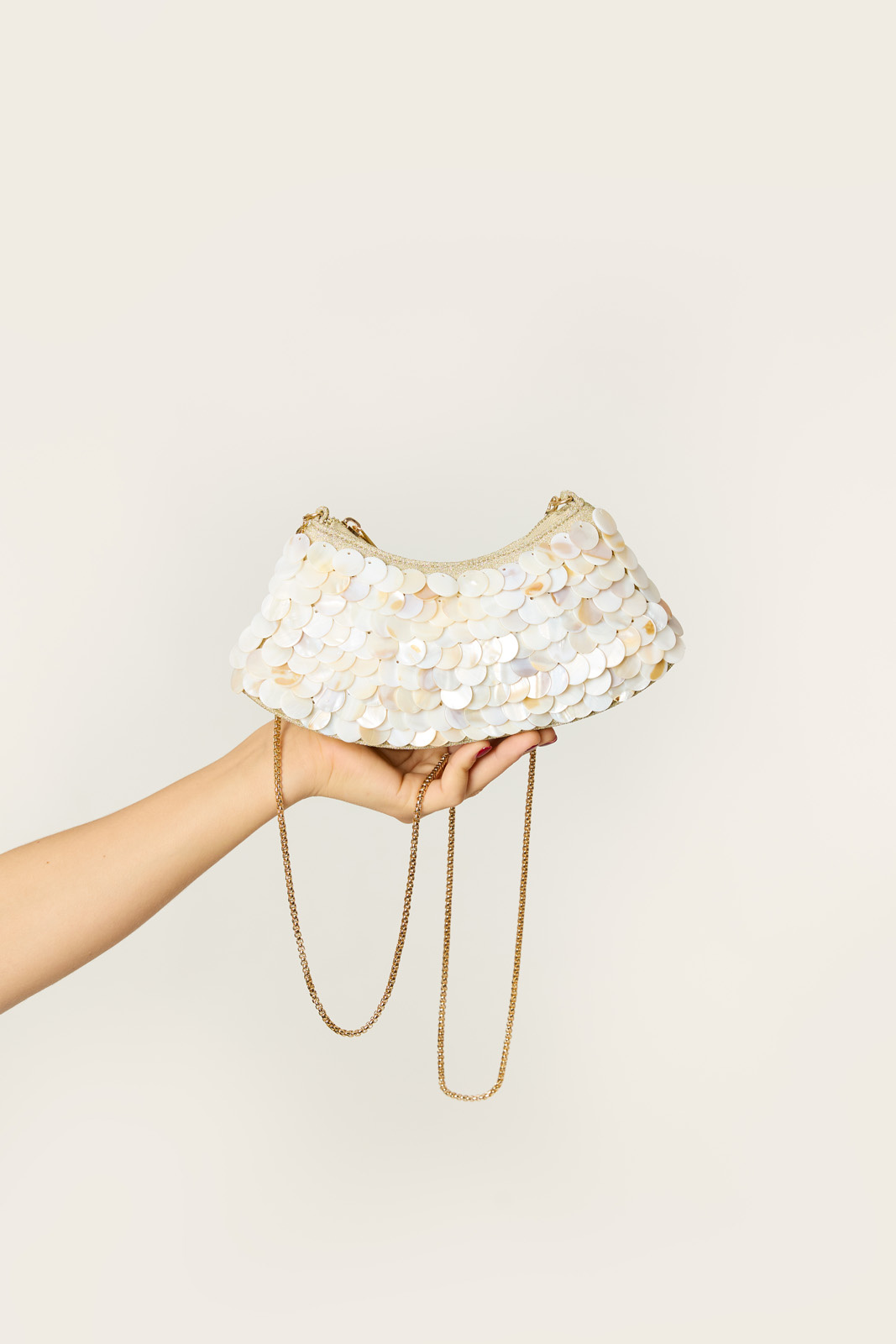 Schelpen clutch tas | Beige
