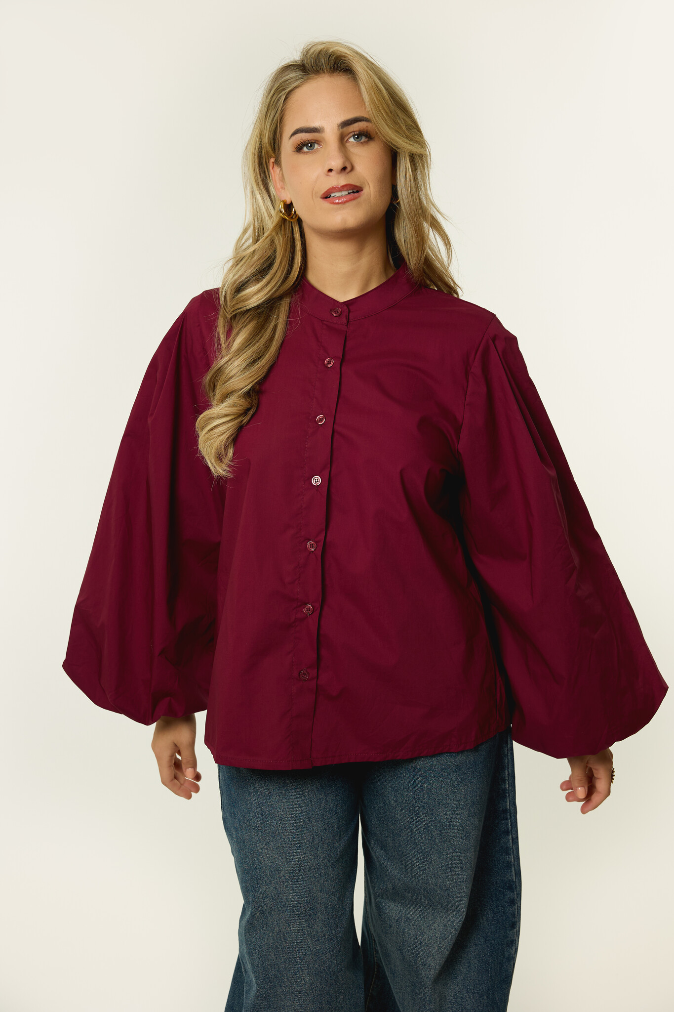Janne blouse met lange mouw | Cherry red