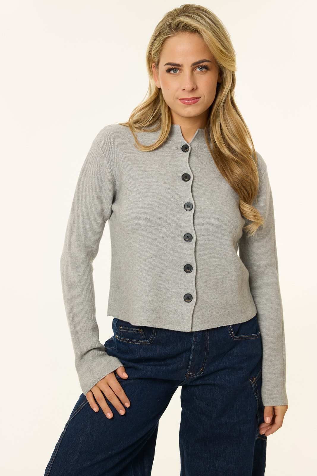 Nienke top met knoopjes | Grijs
