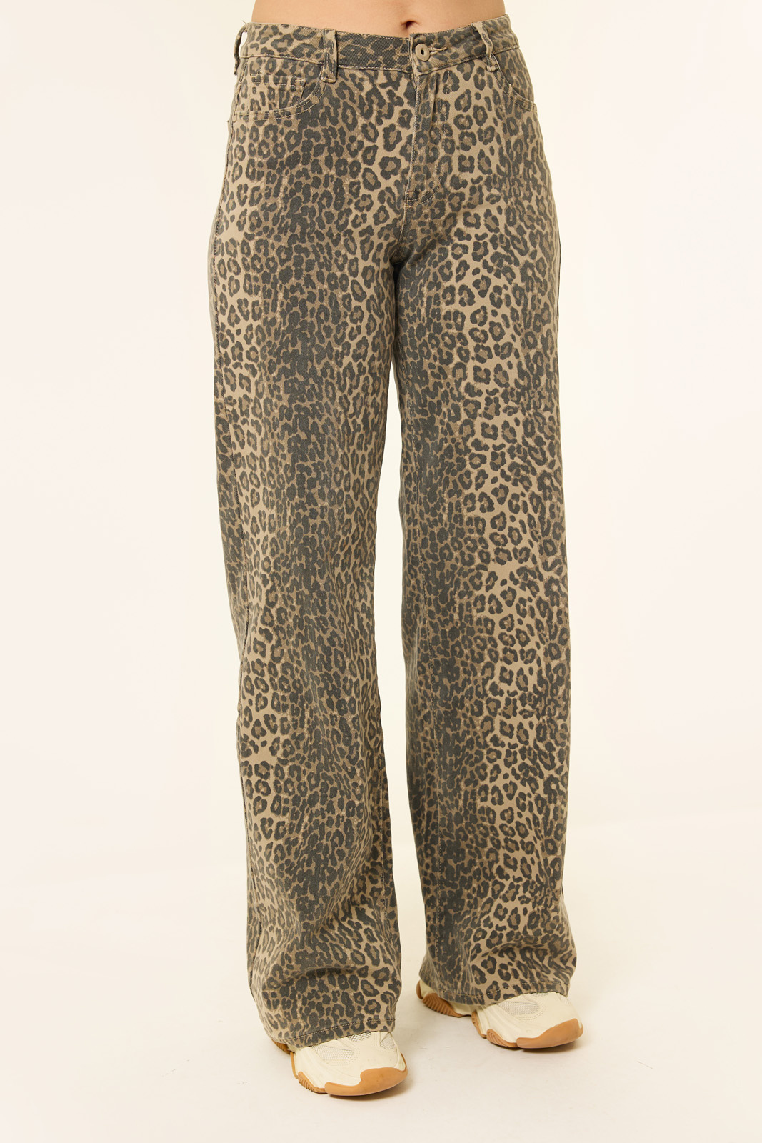 Leopard extra lange jeans | Bruin/zwart