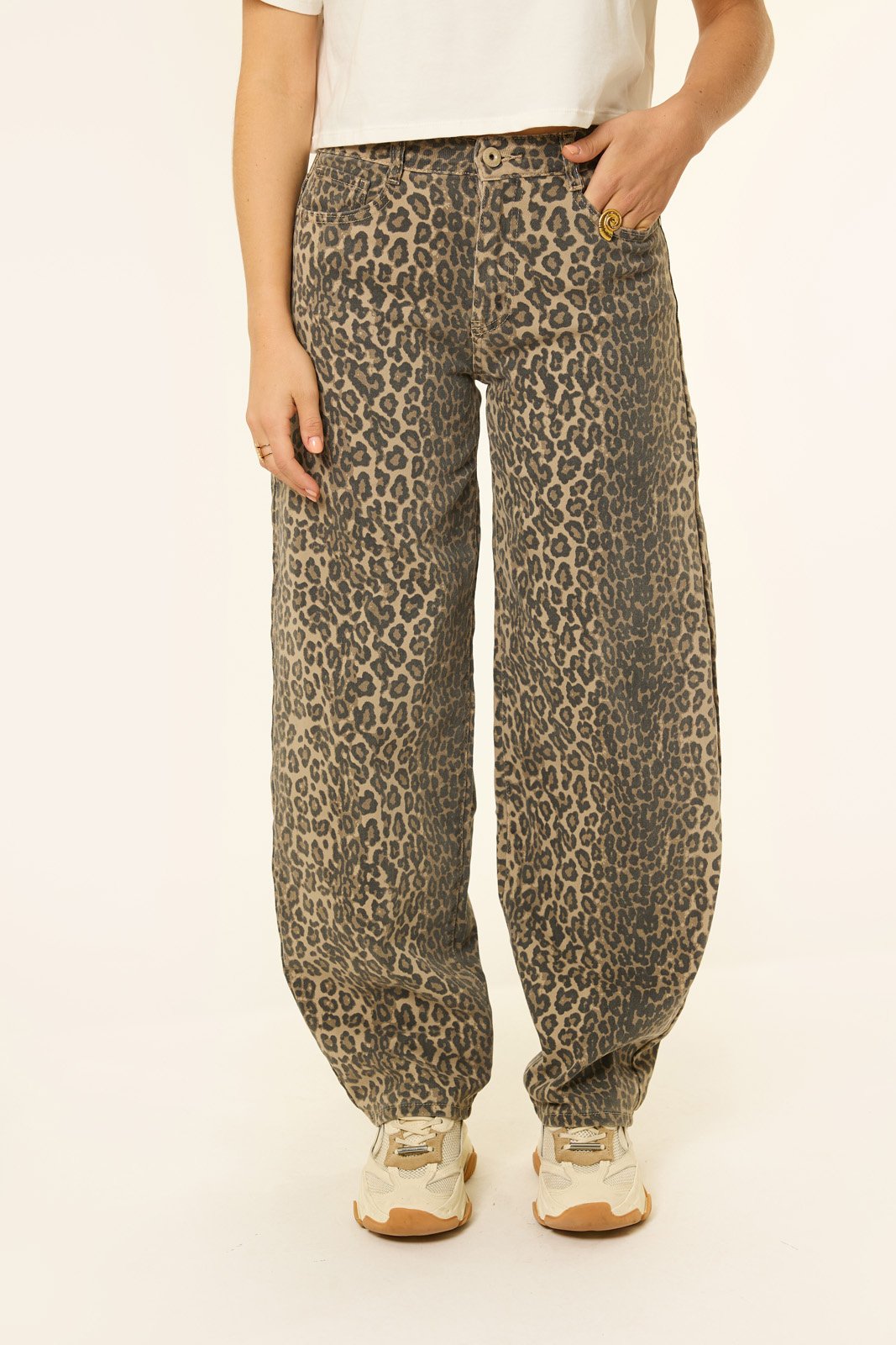 Leopard balloon jeans | Bruin/Zwart
