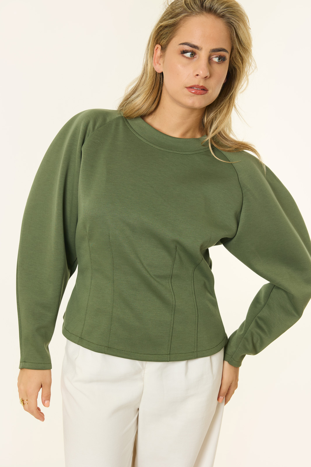 Marit balloon fit trui | Groen