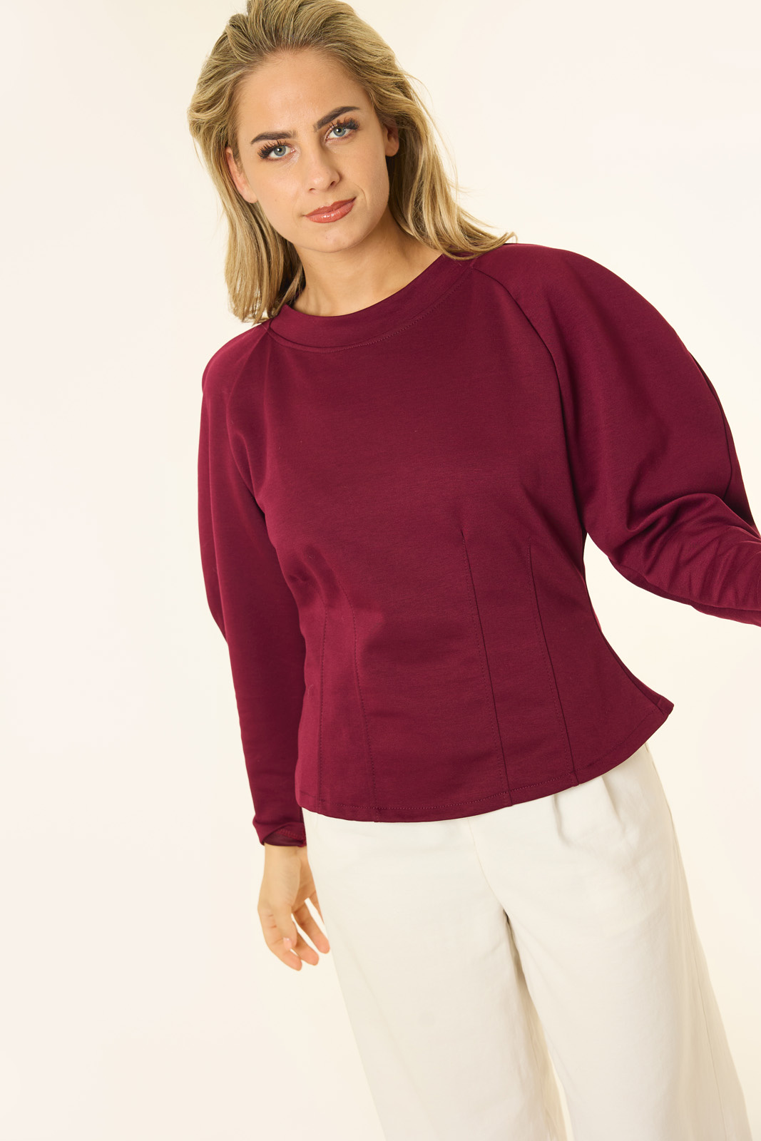 Marit balloon fit trui | Cherry red