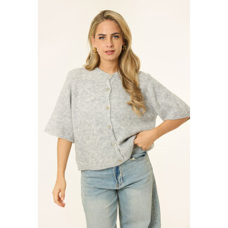 Lichtgrijze cardigan | comfy knit met knopen | Winkeltje van Lynn