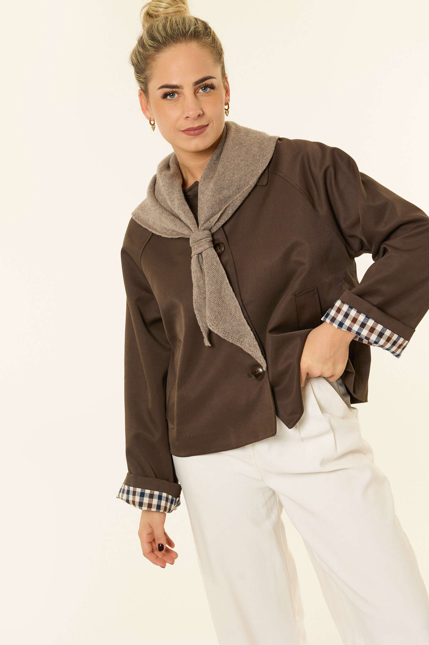 Driehoekig wollen sjaaltje | Taupe