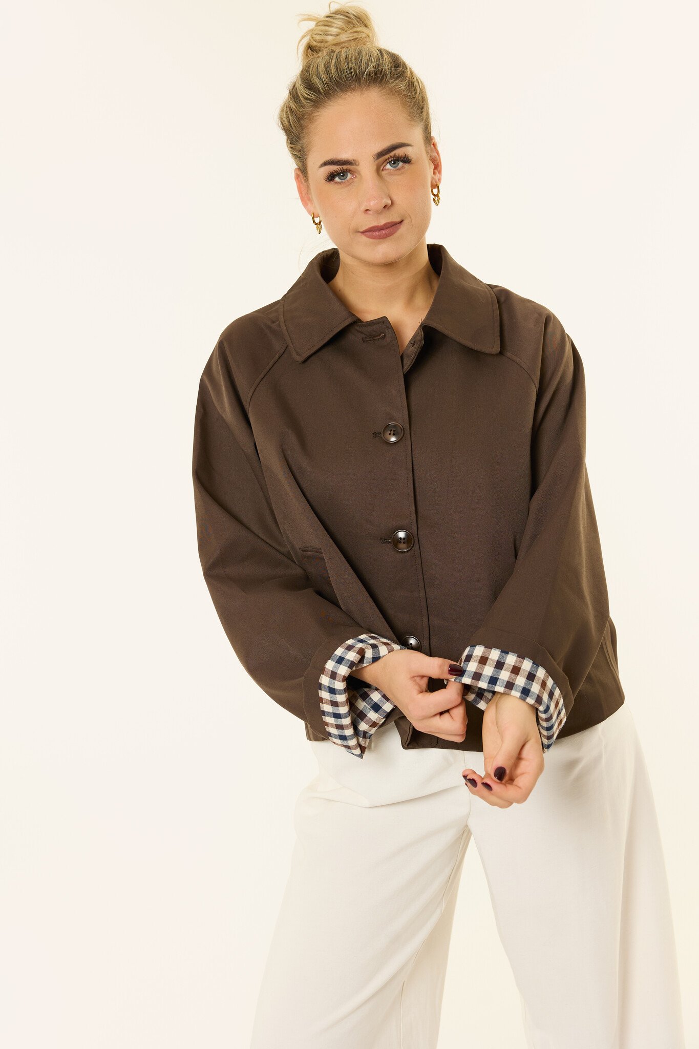 Fenna jasje met ruit detail | Bruin