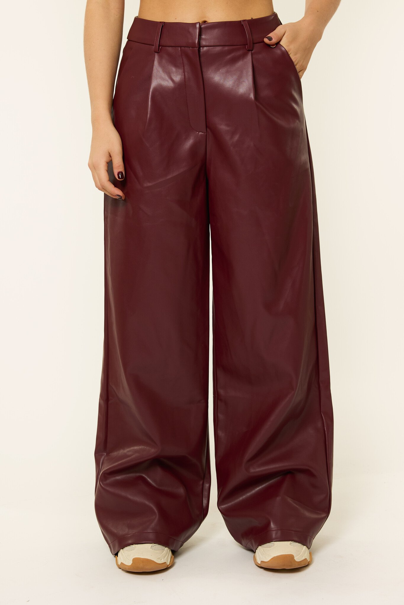 Manon leatherlook wide leg | Burgundy