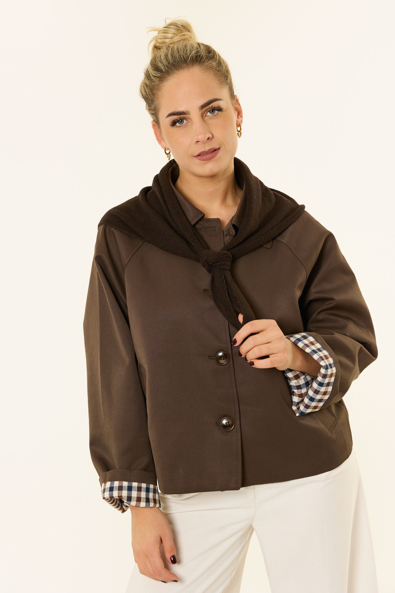 Driehoekig wollen sjaaltje | Bruin