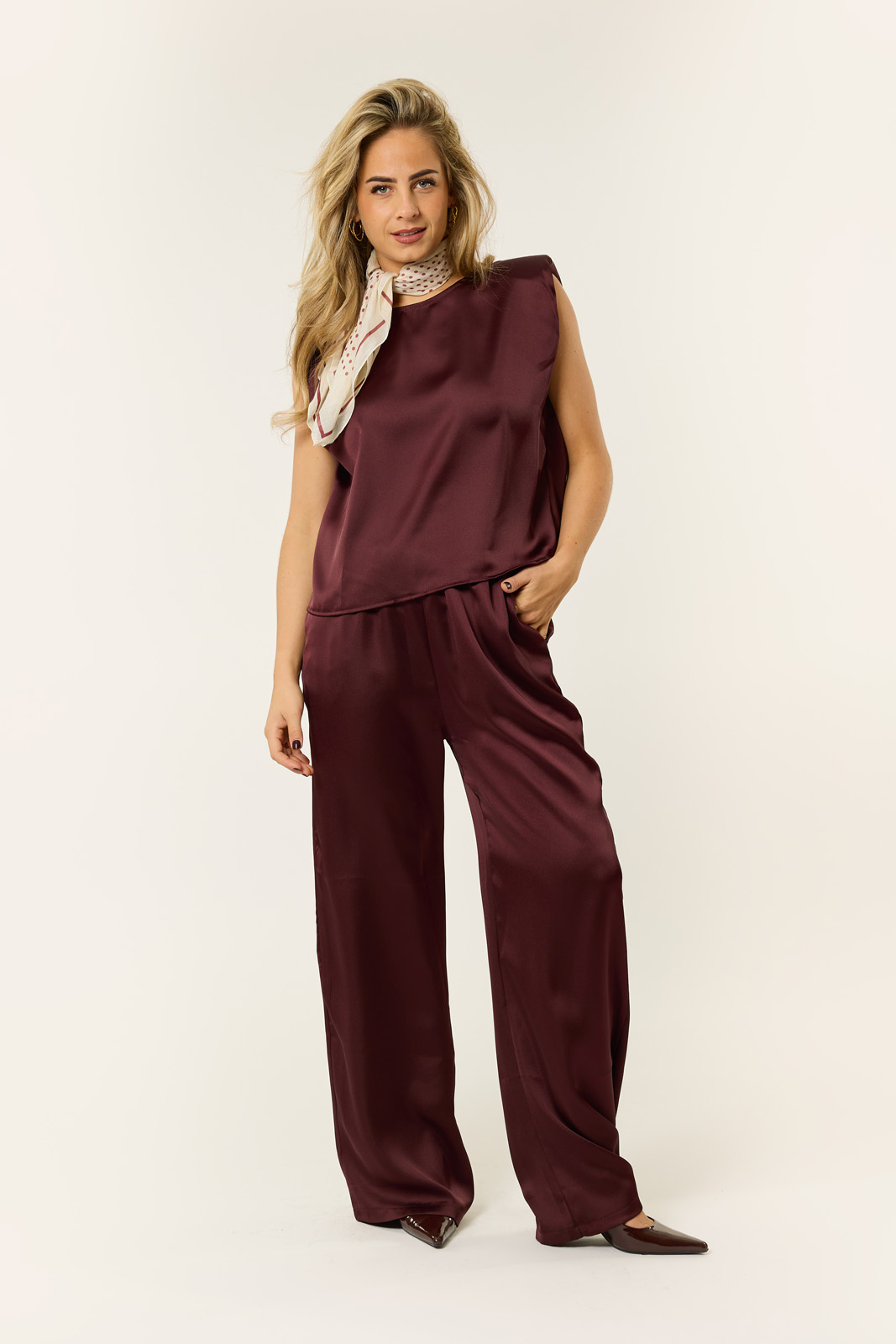 Liset satijnen pantalon | Burgundy