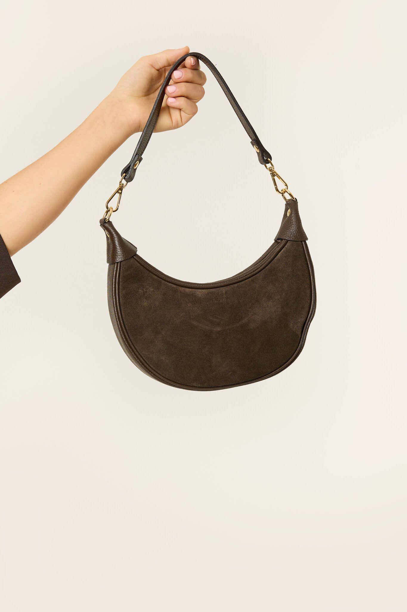 Kyra suede schoudertas | Bruin