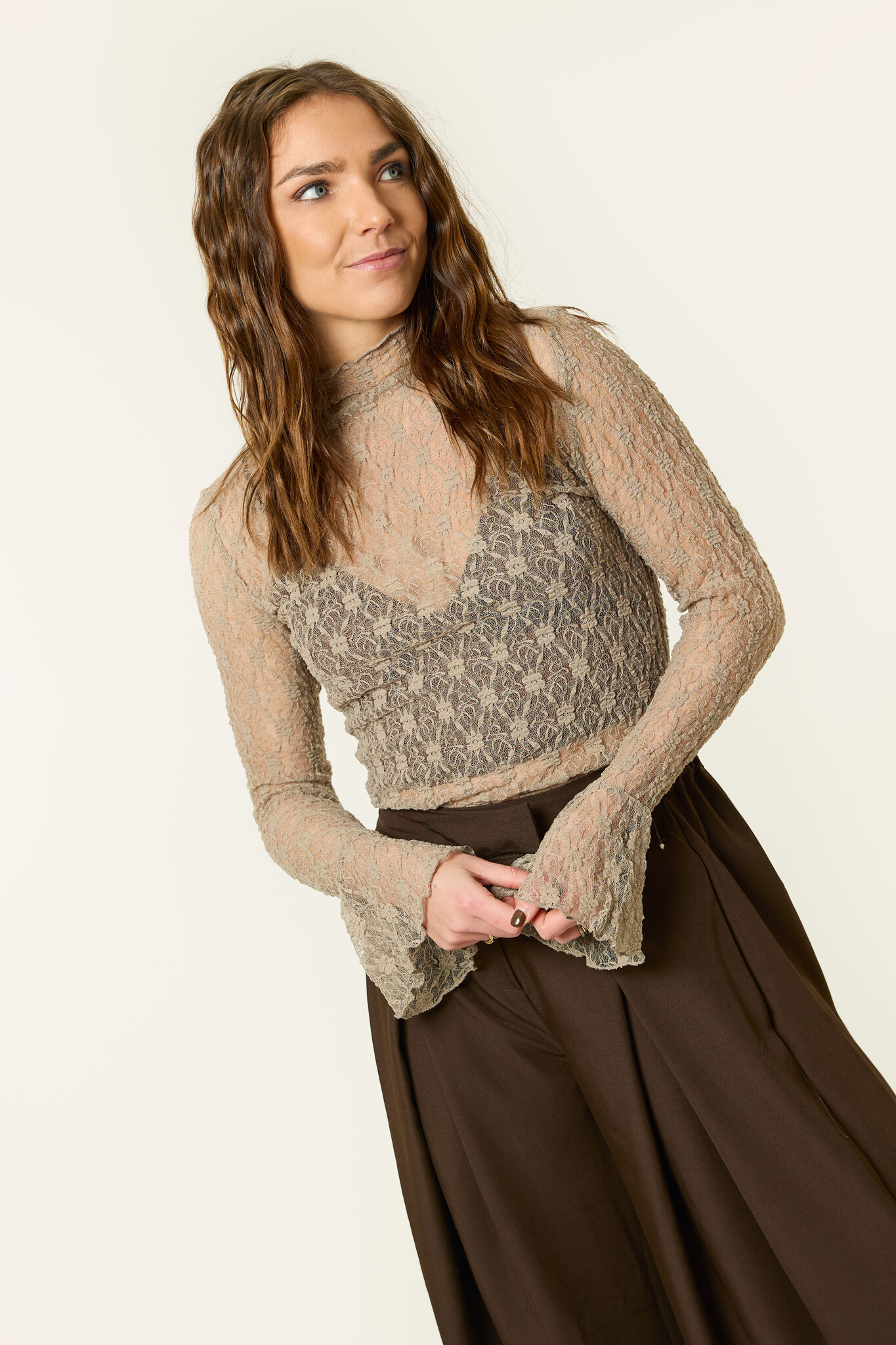 Evie kanten longsleeve | Taupe