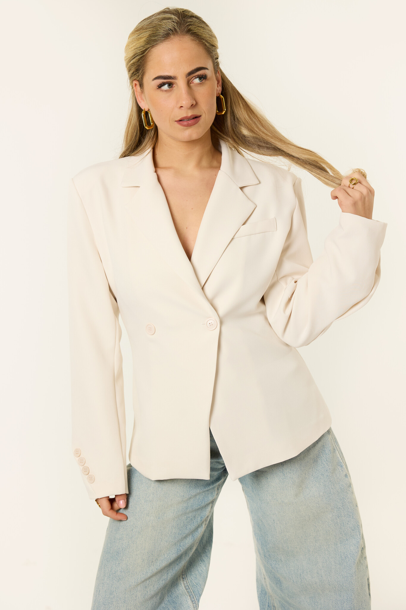 Olivia blazer met schuine knoop | Off white