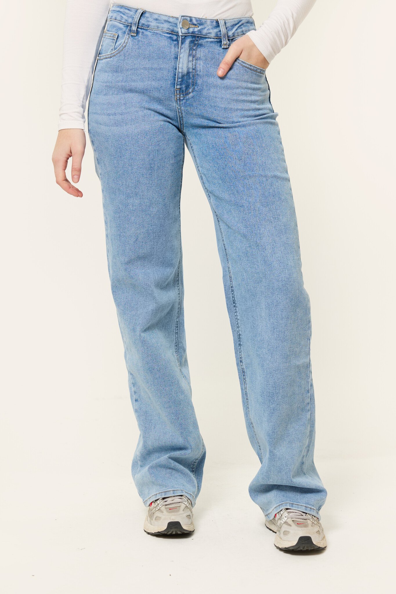 Extra lange straight leg jeans | Denimblauw