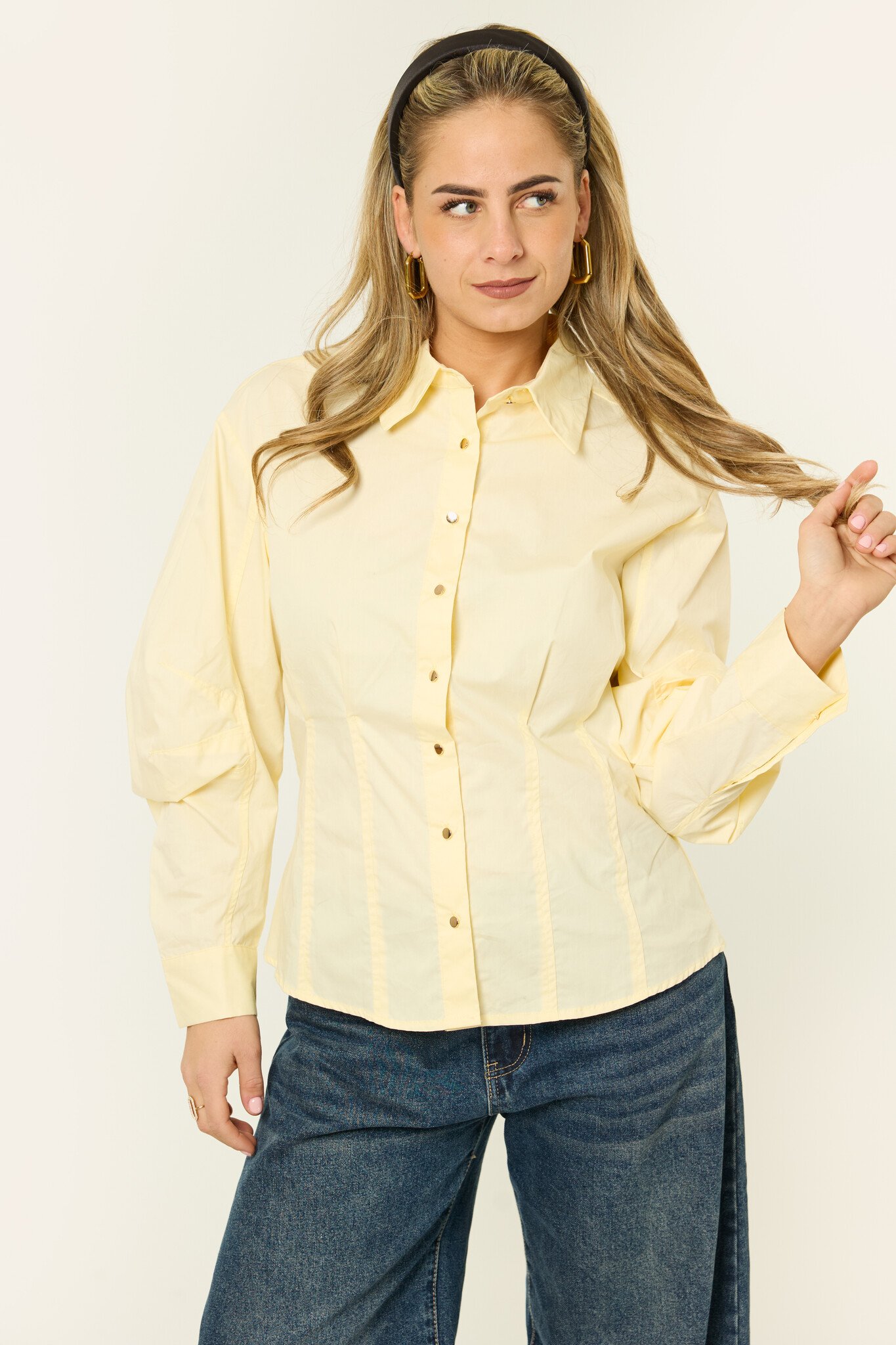 Yaël getailleerde blouse | Lichtgeel