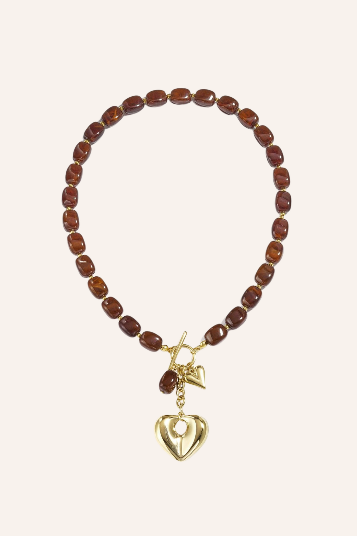 Kralenketting met bedels | Bruin