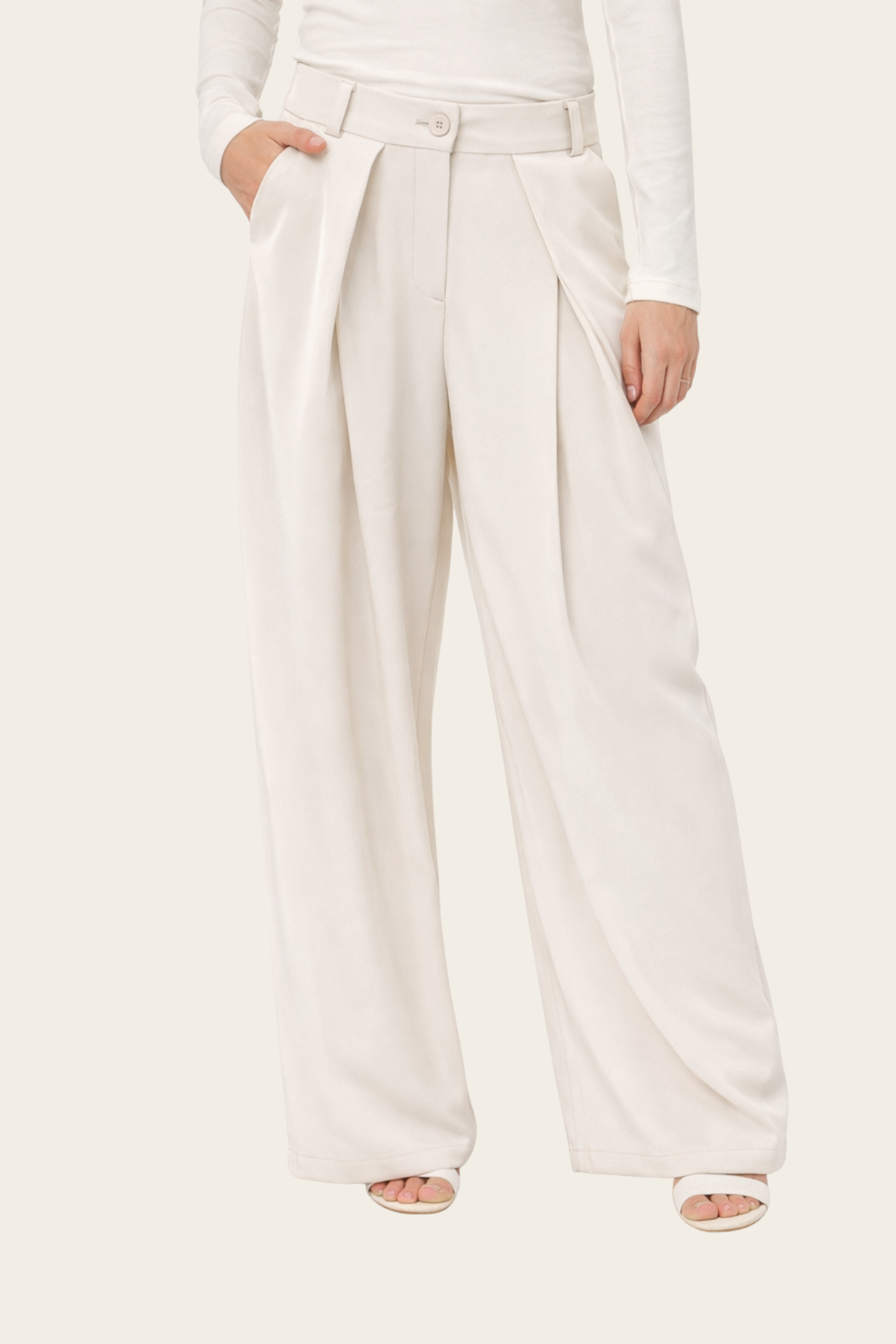 Chrisje plooien pantalon | Beige