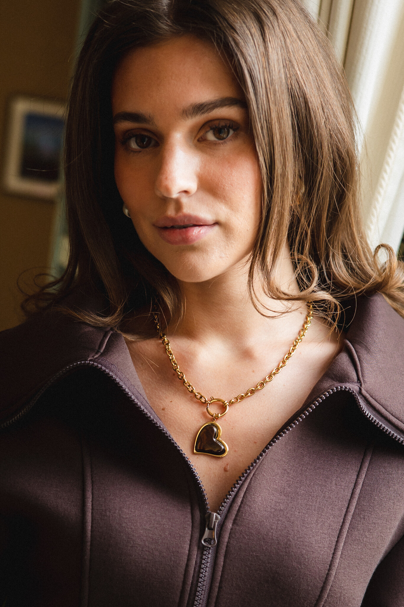 Ketting bruin hart | Goud