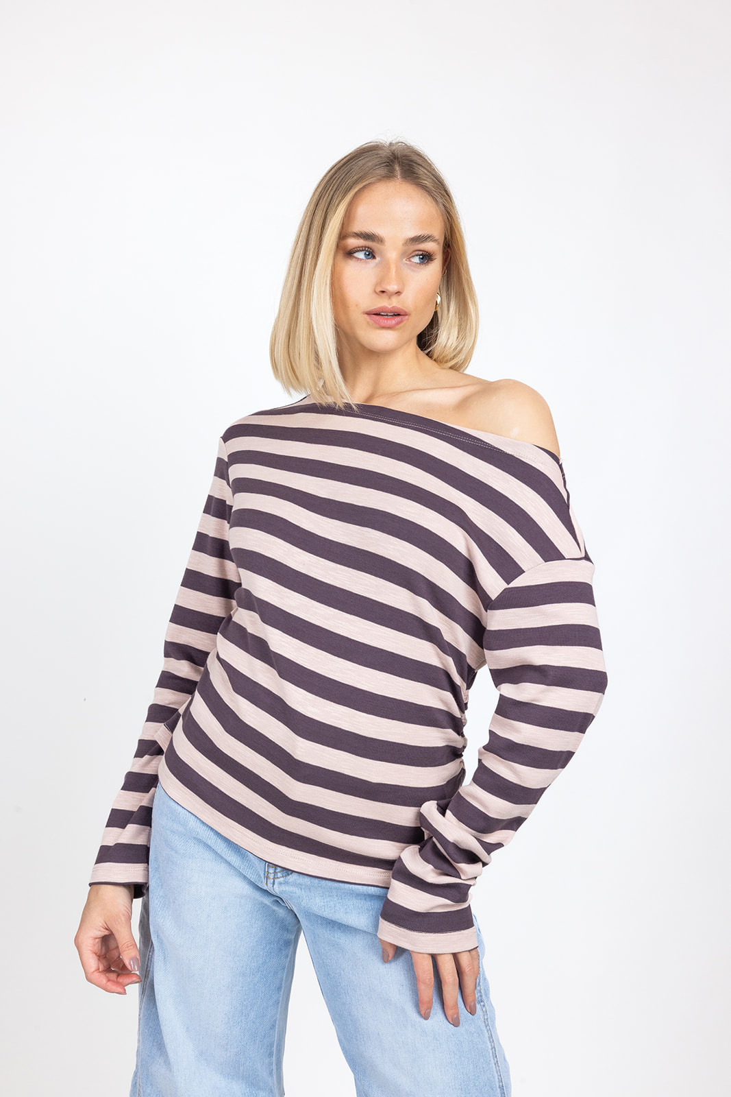 Jutta getailleerde longsleeve | Paars/roze