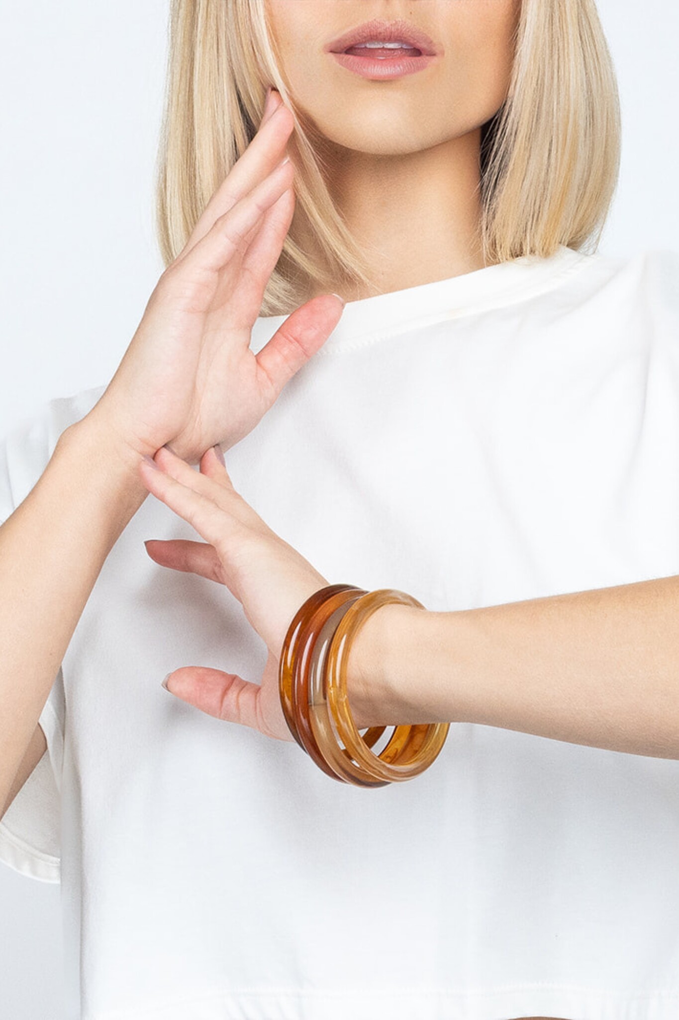 Bangle armband set | Taupe/caramel