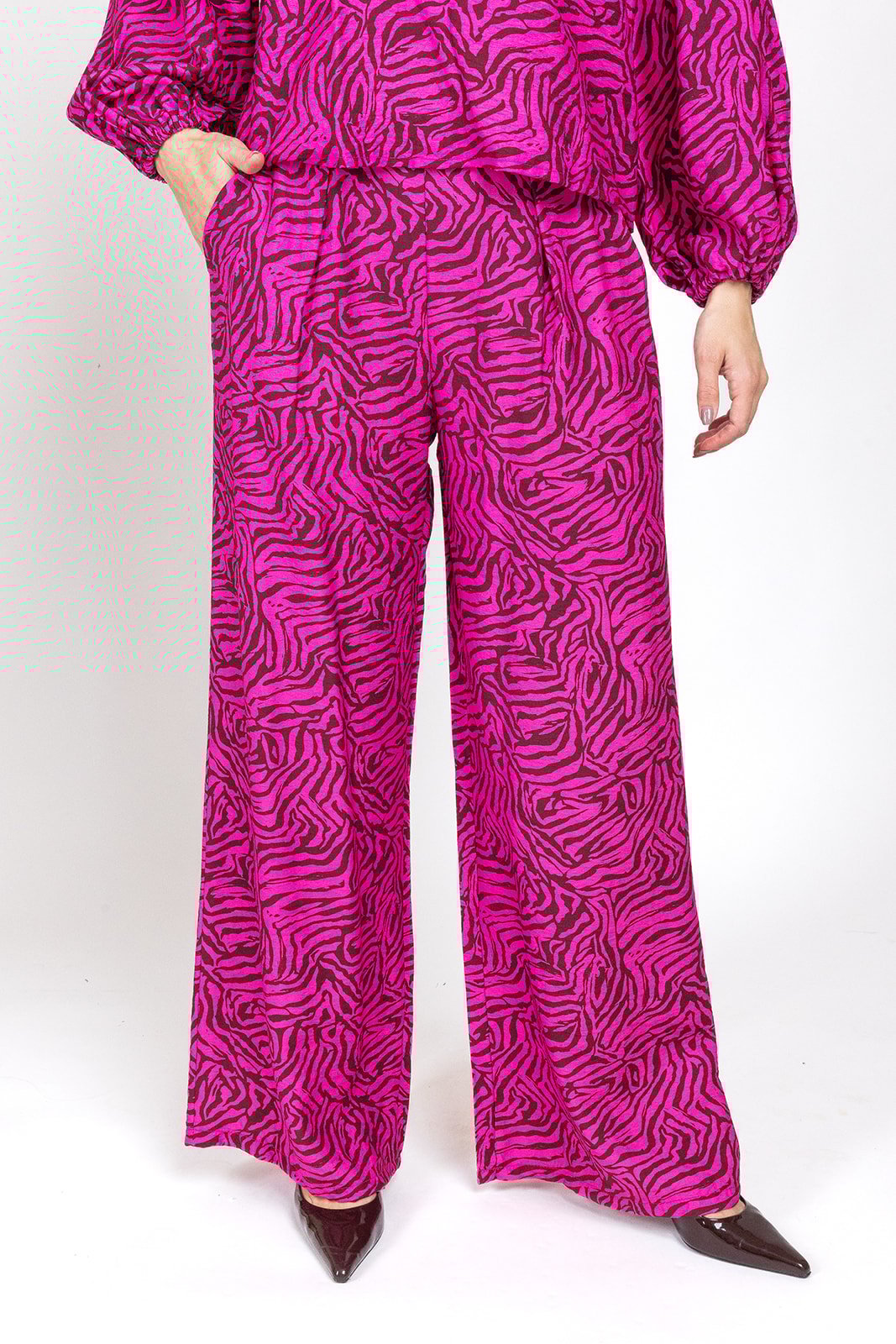 Claire zebra print broek | Burgundy