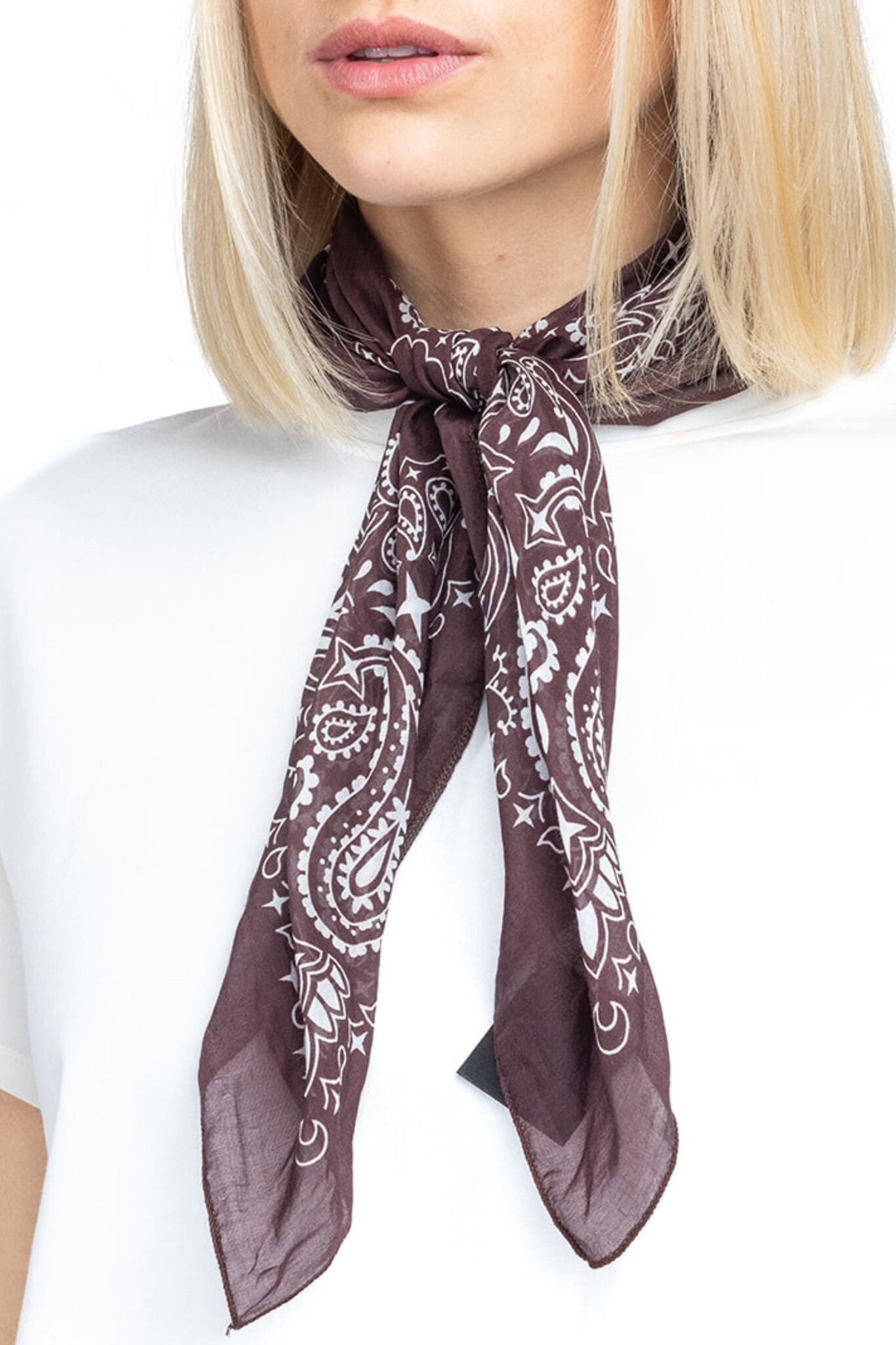 Sjaaltje met paisley print | Bruin/wit