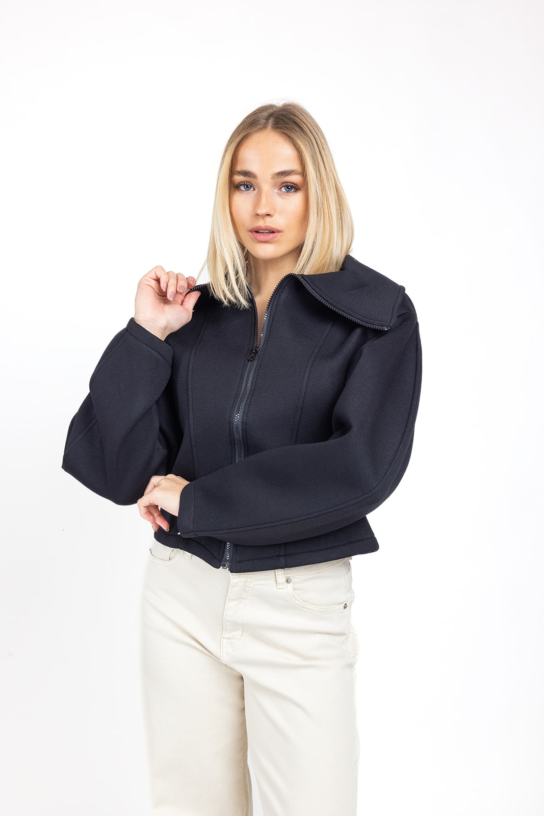 Getailleerd vest zwart | Vest met rits zwart | Winkeltje van Lynn