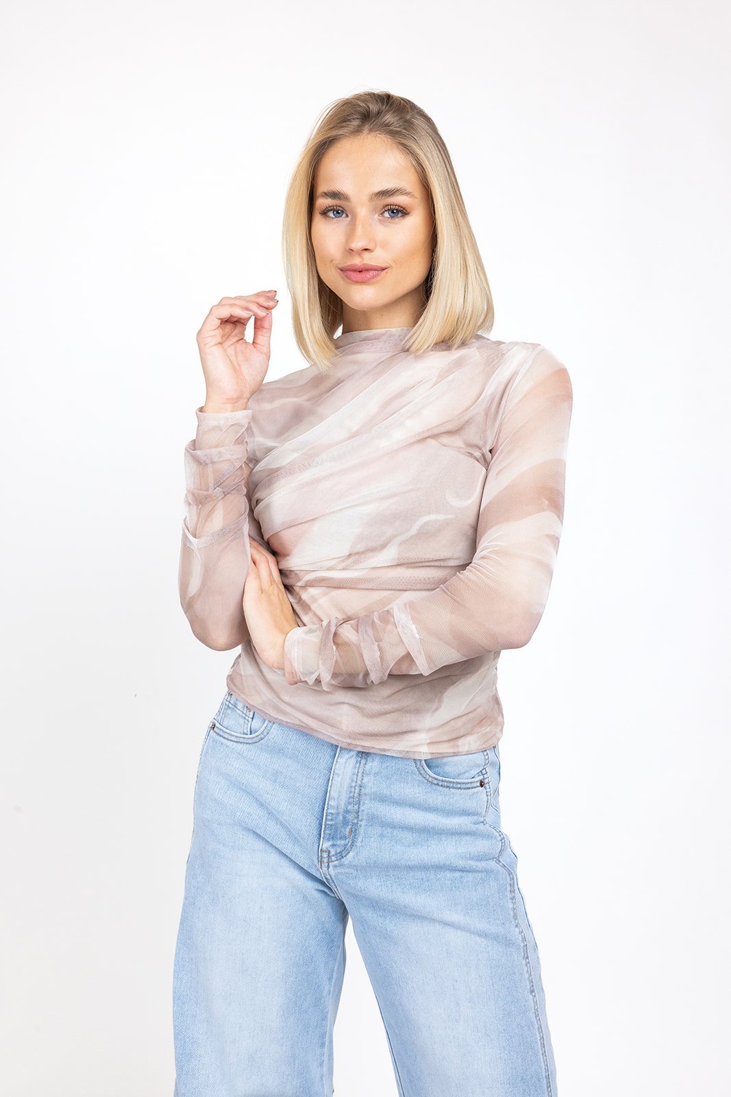 Naomi tie dye mesh top | Blush