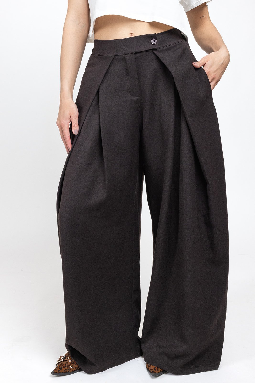 Beau plooien pantalon | Donkerbruin