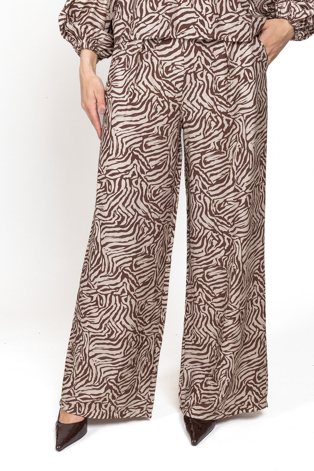 Claire zebra print broek | Bruin