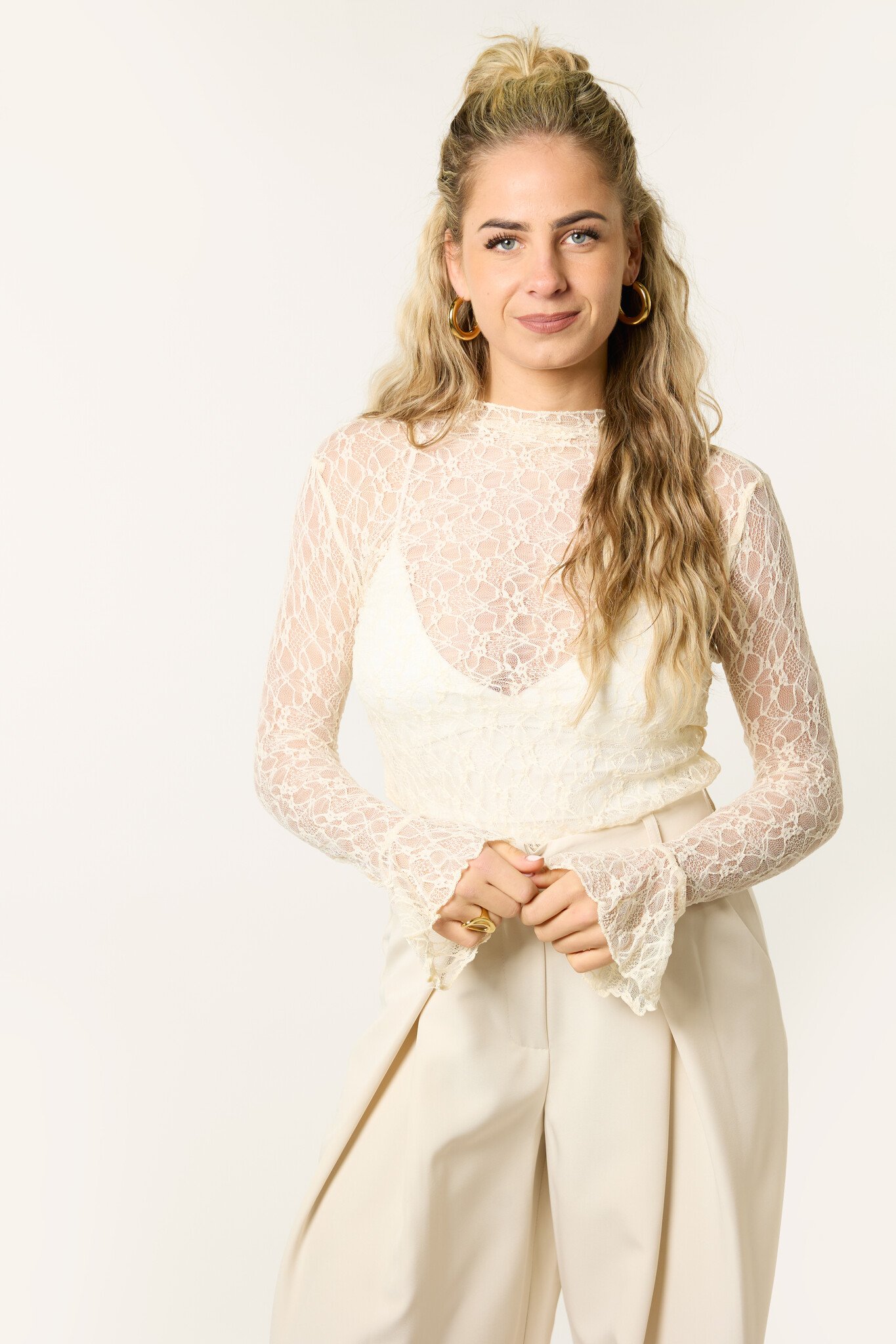 Evie kanten longsleeve | Off white
