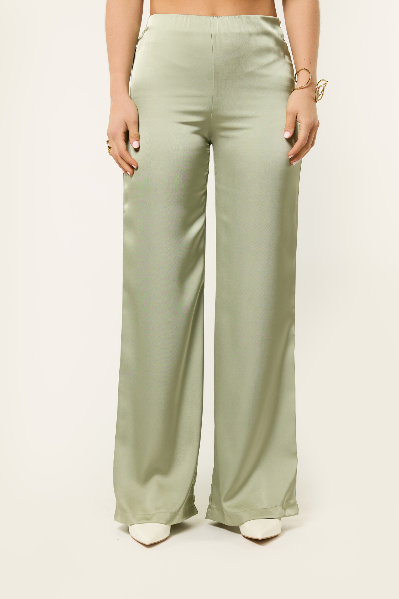 Mae satijnen pantalon | Groen