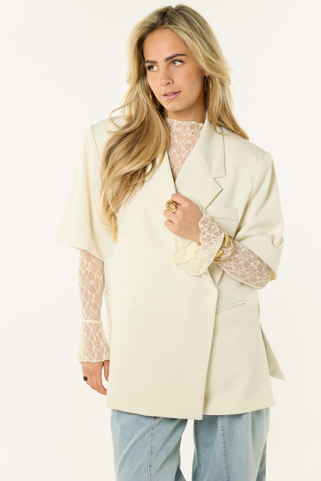 Nova blazer met korte mouw | Off white