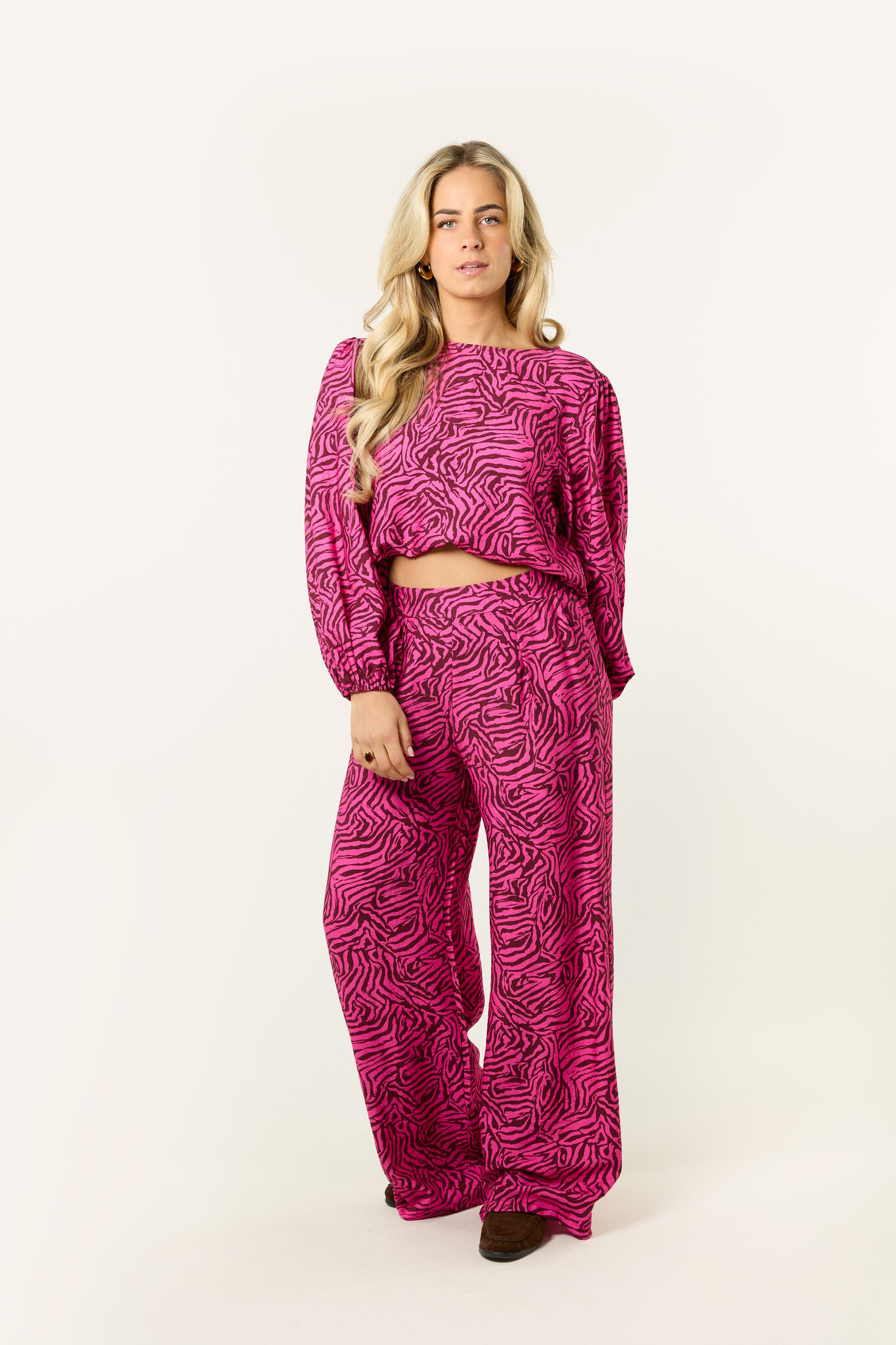 Claire zebra print broek | Burgundy